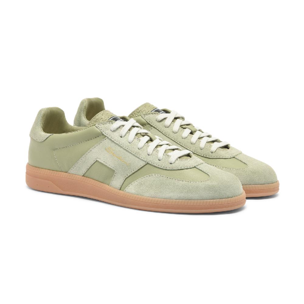Santoni Sneaker DBS Oly Da Uomo In Pelle E Suede Verde Chiaro