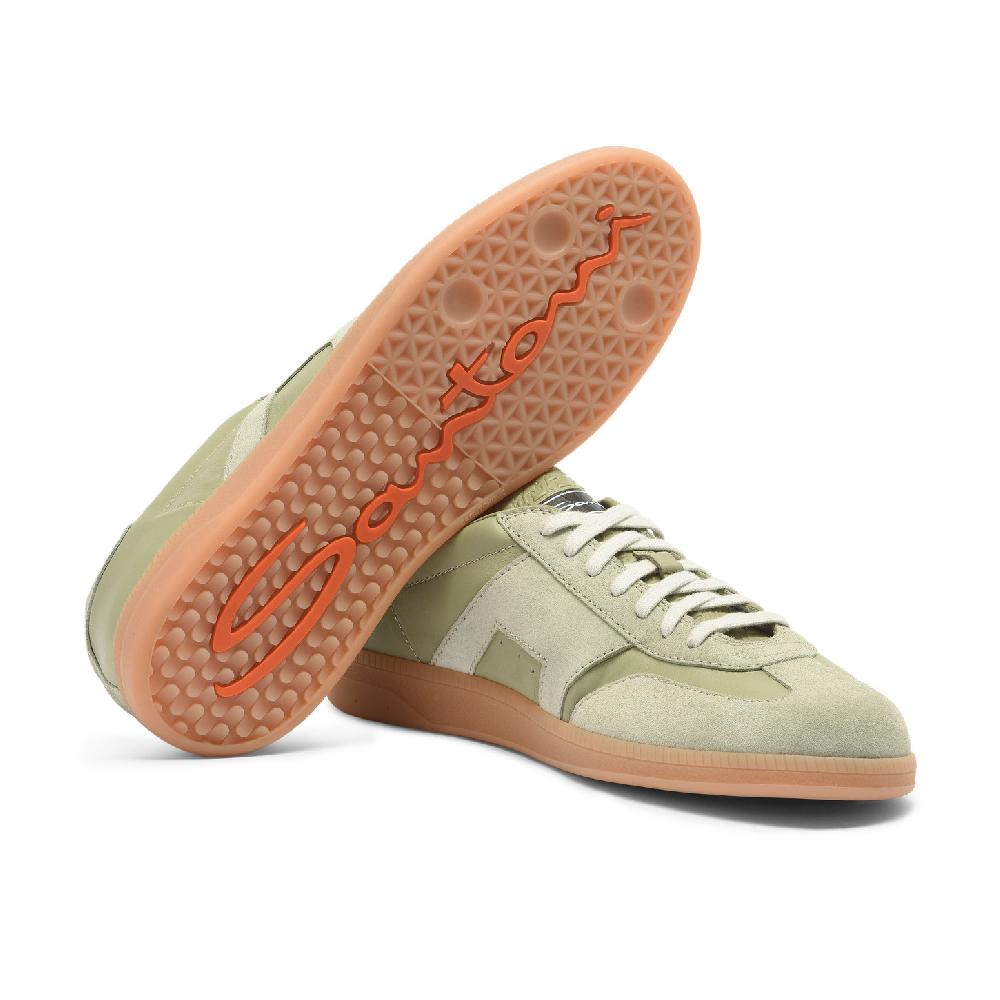Santoni Sneaker DBS Oly Da Uomo In Pelle E Suede Verde Chiaro