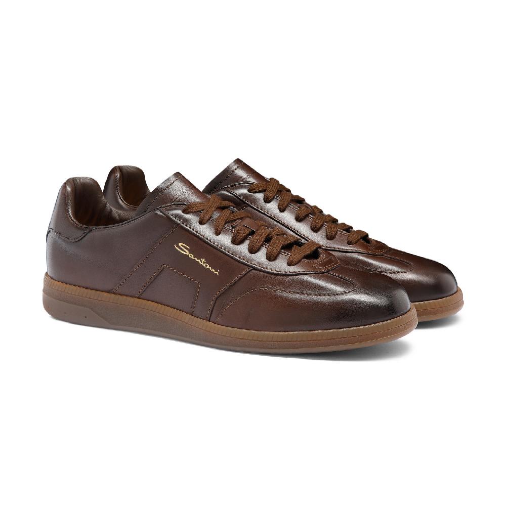 Santoni Sneaker DBS Oly Da Uomo In Pelle Testa Di Moro