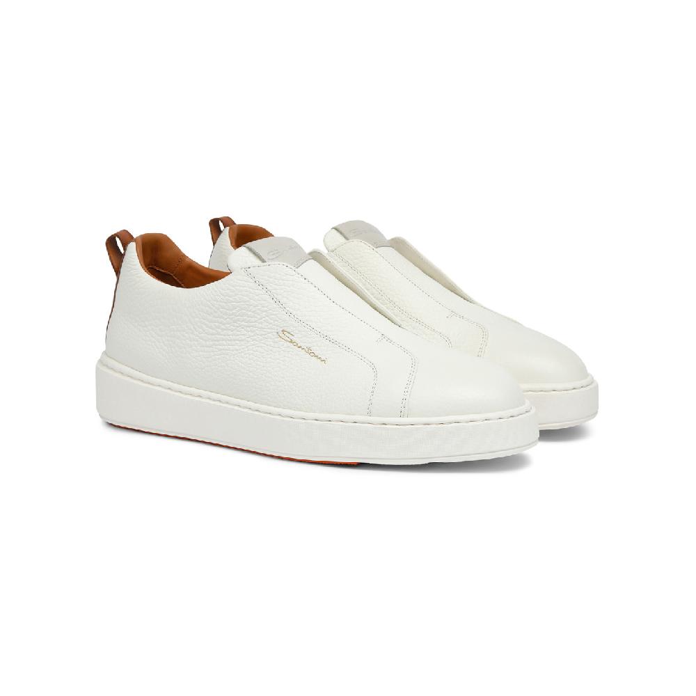 Santoni Sneaker Slip-on Da Donna In Pelle Bottalata Bianca