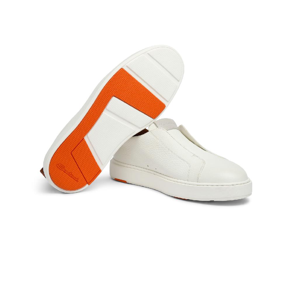 Santoni Sneaker Slip-on Da Donna In Pelle Bottalata Bianca