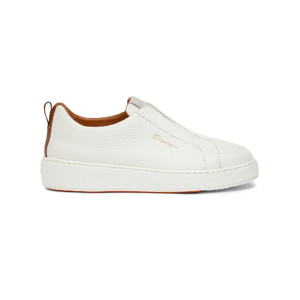 Santoni Sneaker slip-on da donna in pelle bottalata bianca