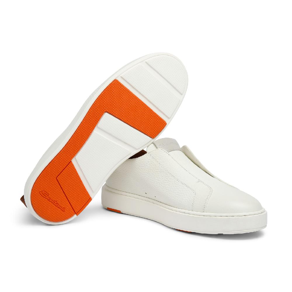 Santoni Sneaker Slip-on Da Uomo In Pelle Bottalata Bianca