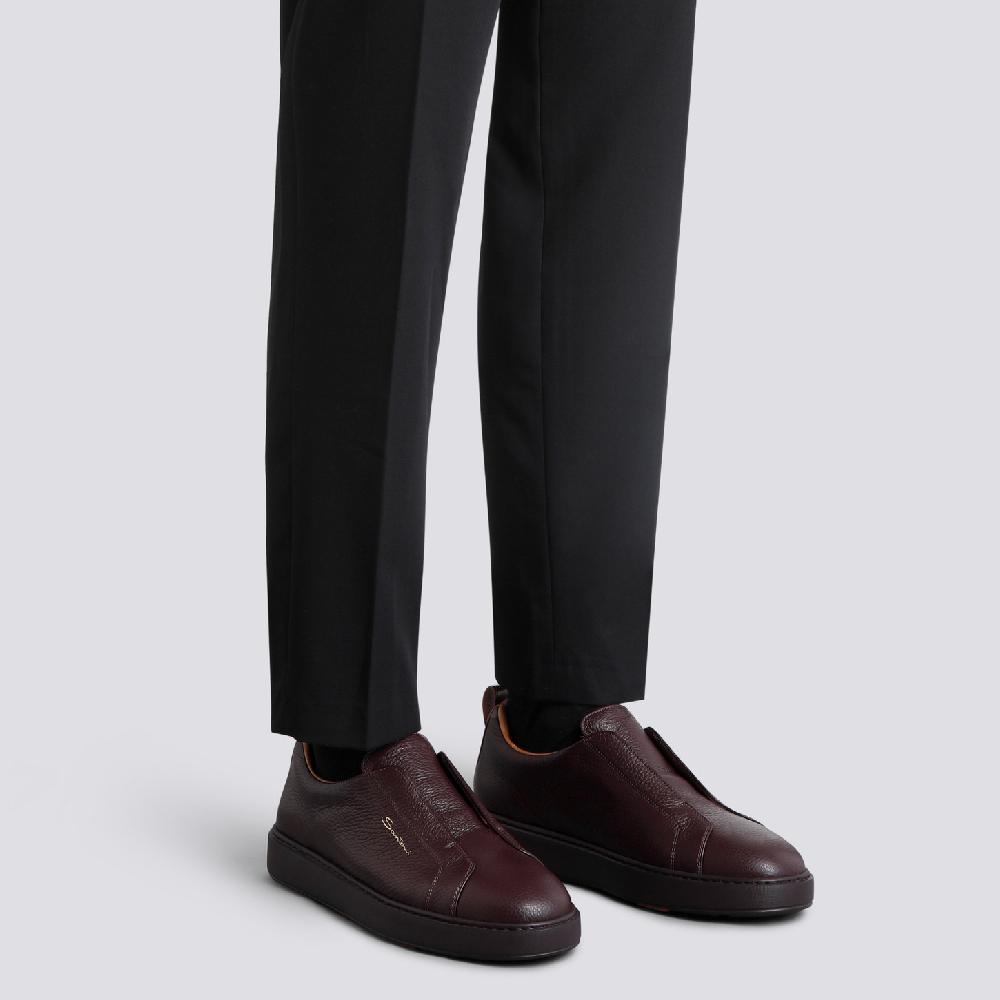 Santoni Sneaker Slip-on Da Uomo In Pelle Bottalata Bordeaux