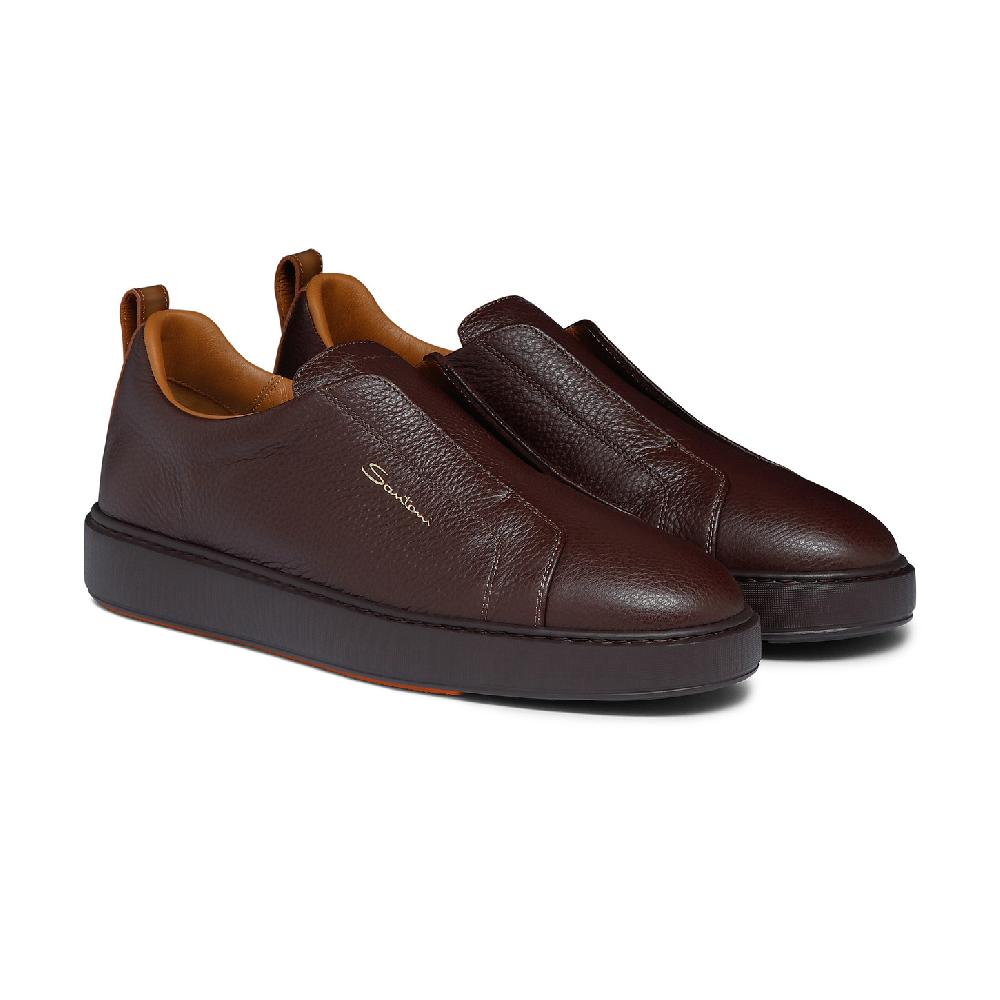 Santoni Sneaker Slip-on Da Uomo In Pelle Bottalata Bordeaux