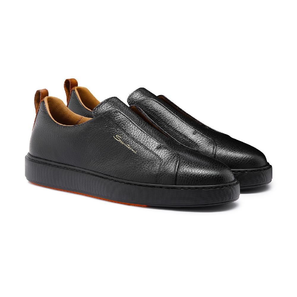 Santoni Sneaker Slip-on Da Uomo In Pelle Bottalata Nera