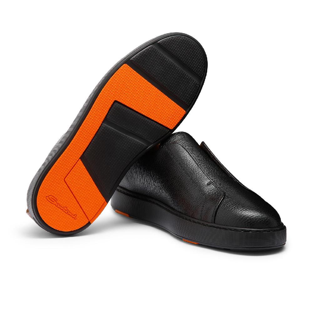 Santoni Sneaker Slip-on Da Uomo In Pelle Bottalata Nera