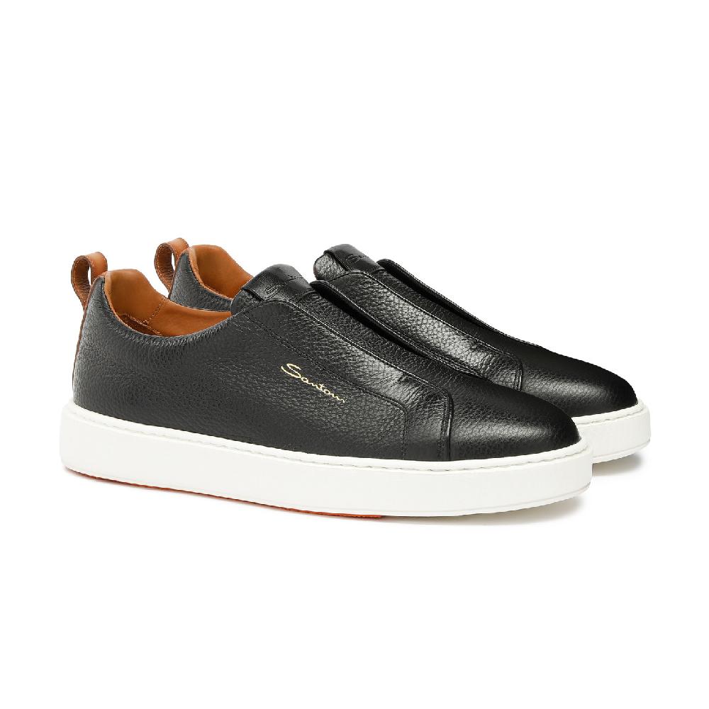 Santoni Sneaker Slip-on Da Uomo In Pelle Bottalata Nera