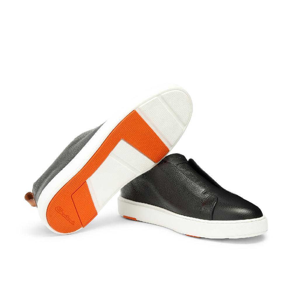 Santoni Sneaker Slip-on Da Uomo In Pelle Bottalata Nera