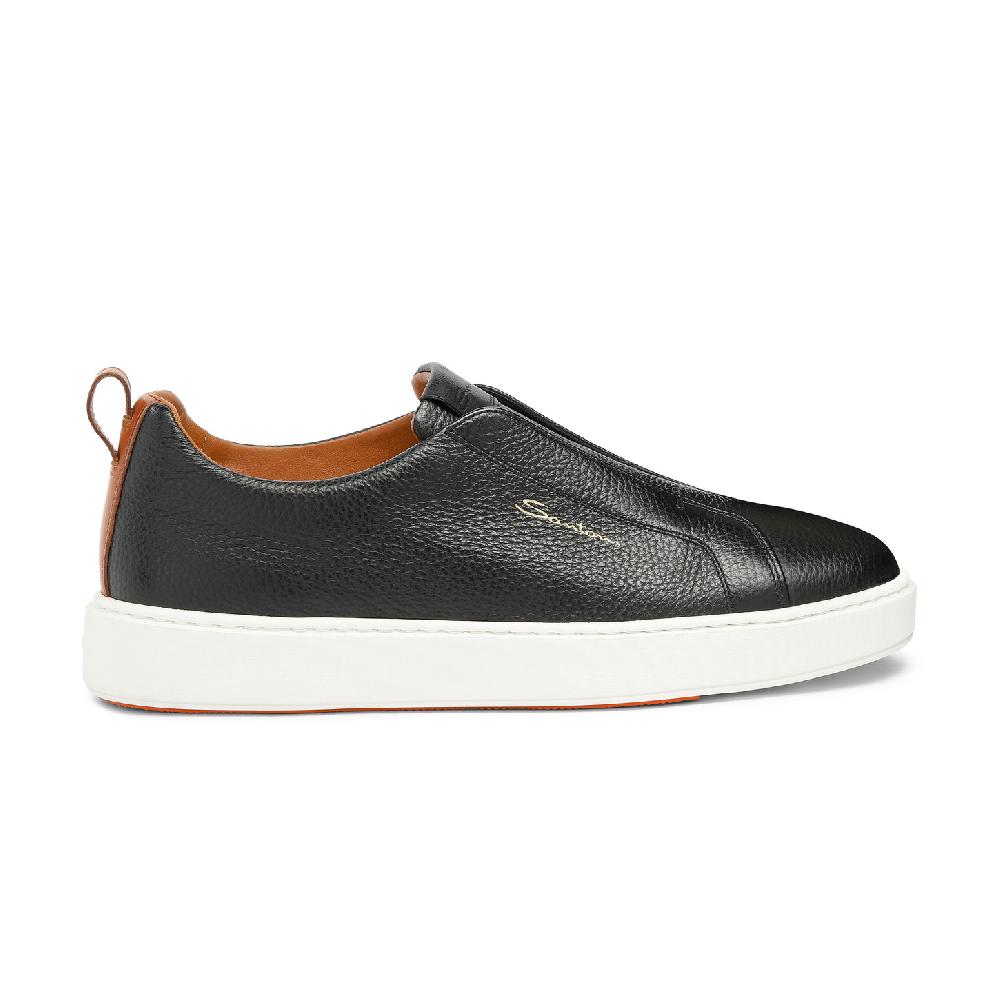 Santoni Sneaker slip-on da uomo in pelle bottalata nera