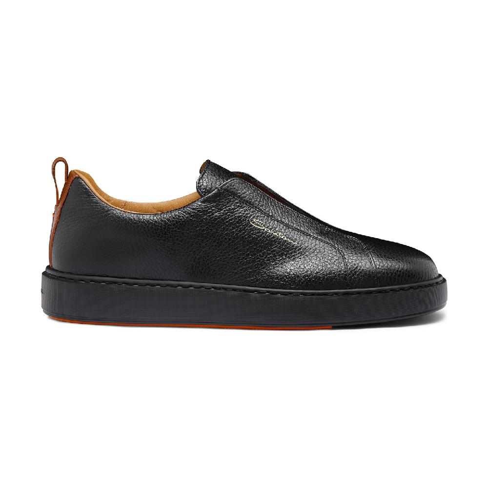 Santoni Sneaker slip-on da uomo in pelle bottalata nera