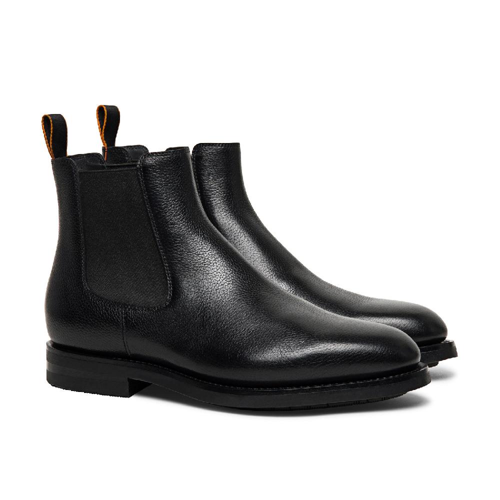 Santoni Stivaletto Chelsea Da Uomo In Pelle Anticata Nera