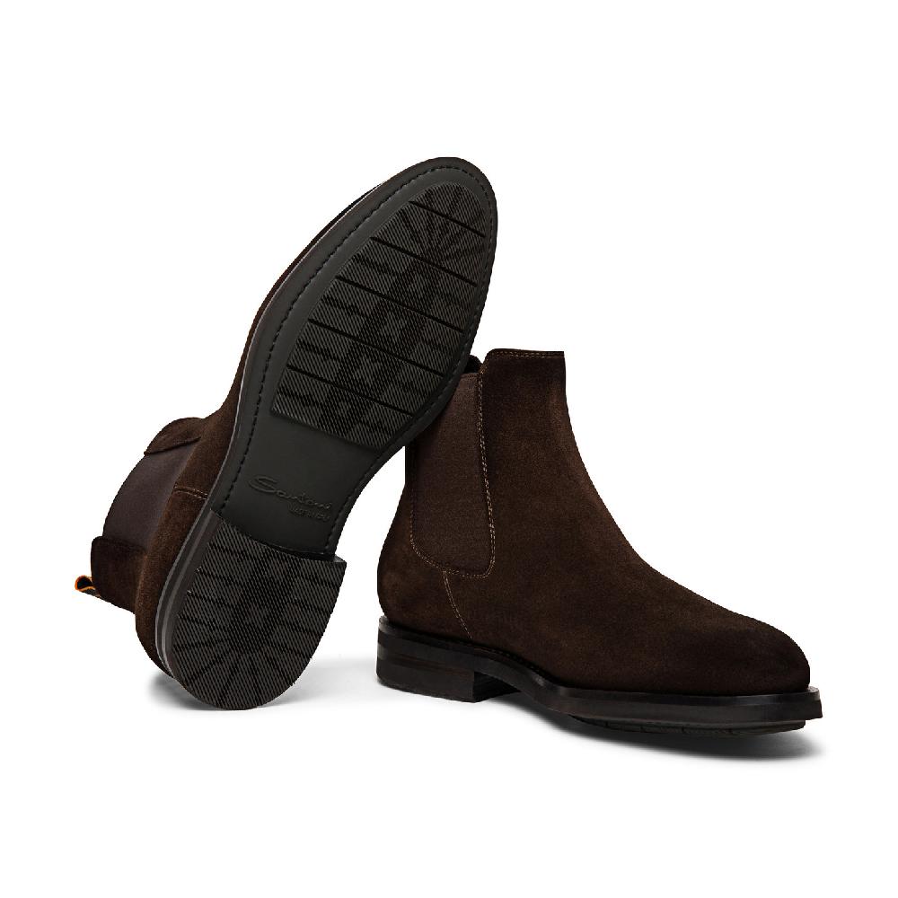 Santoni Stivaletto Chelsea Da Uomo In Suede Marrone
