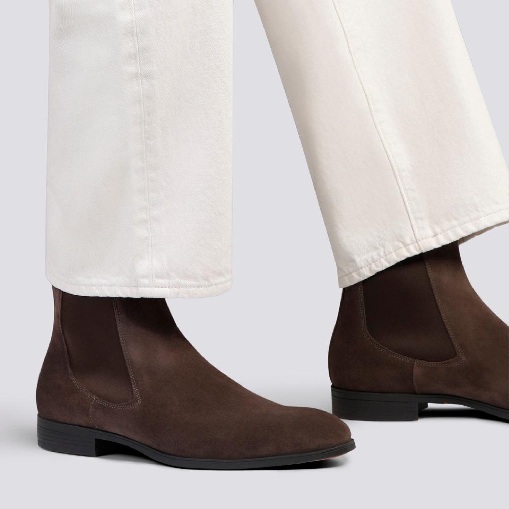 Santoni Stivaletto Chelsea Da Uomo In Suede Marrone