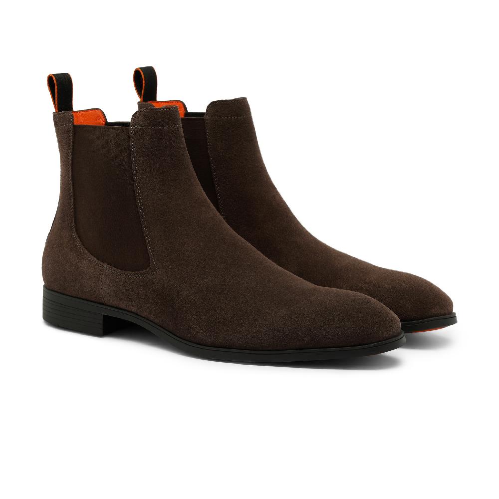 Santoni Stivaletto Chelsea Da Uomo In Suede Marrone