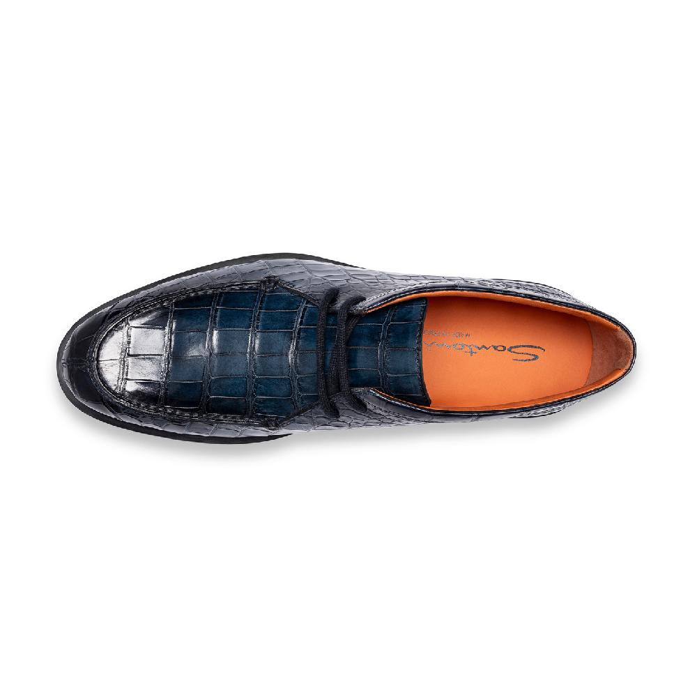 Santoni Stivaletto Desert Da Uomo In Alligatore Blu