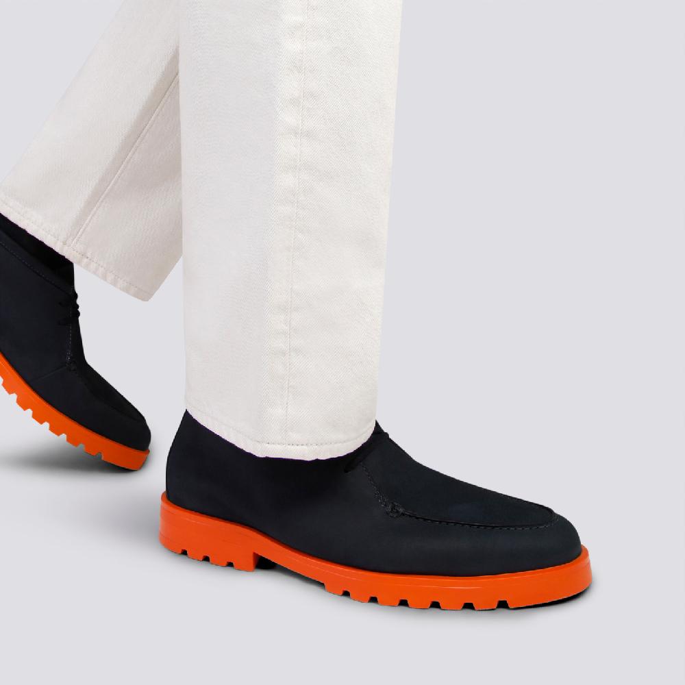 Santoni Stivaletto Desert Da Uomo In Nabuk Blu E Arancione