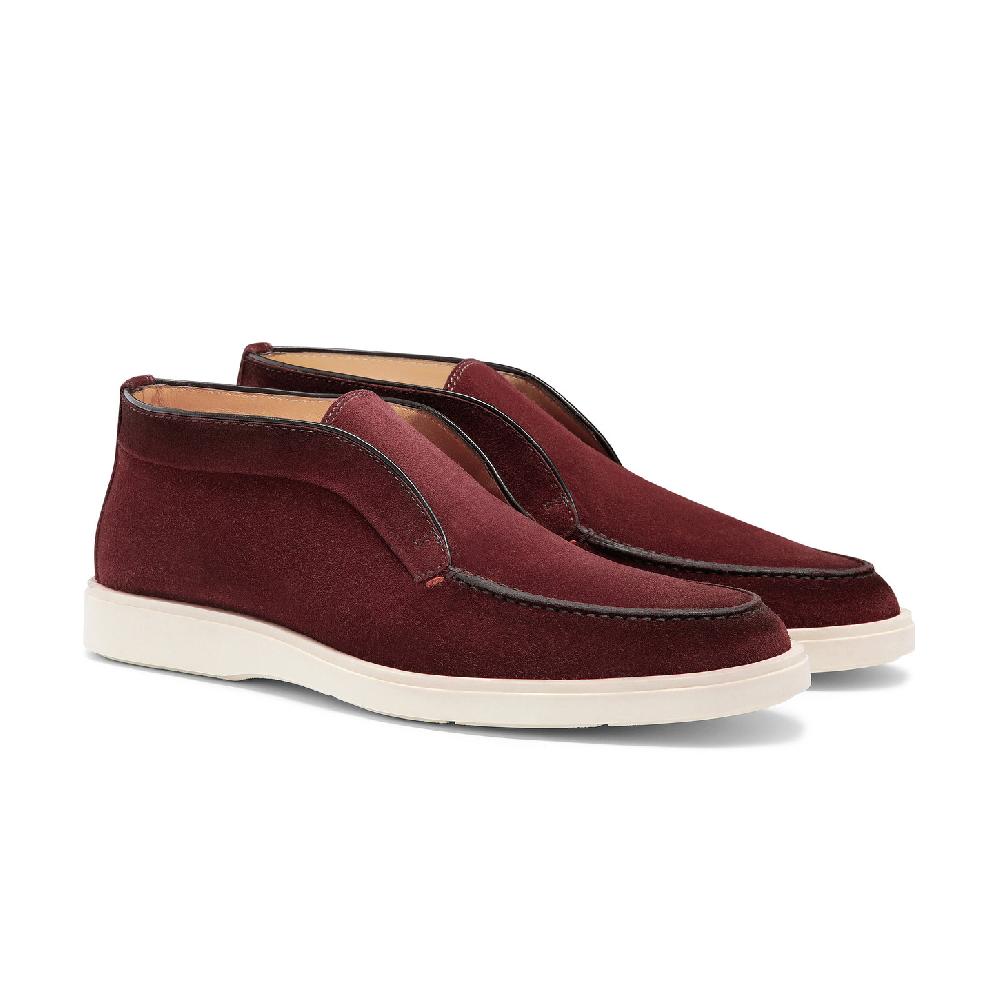 Santoni Stivaletto Desert Da Uomo In Suede Bordeaux