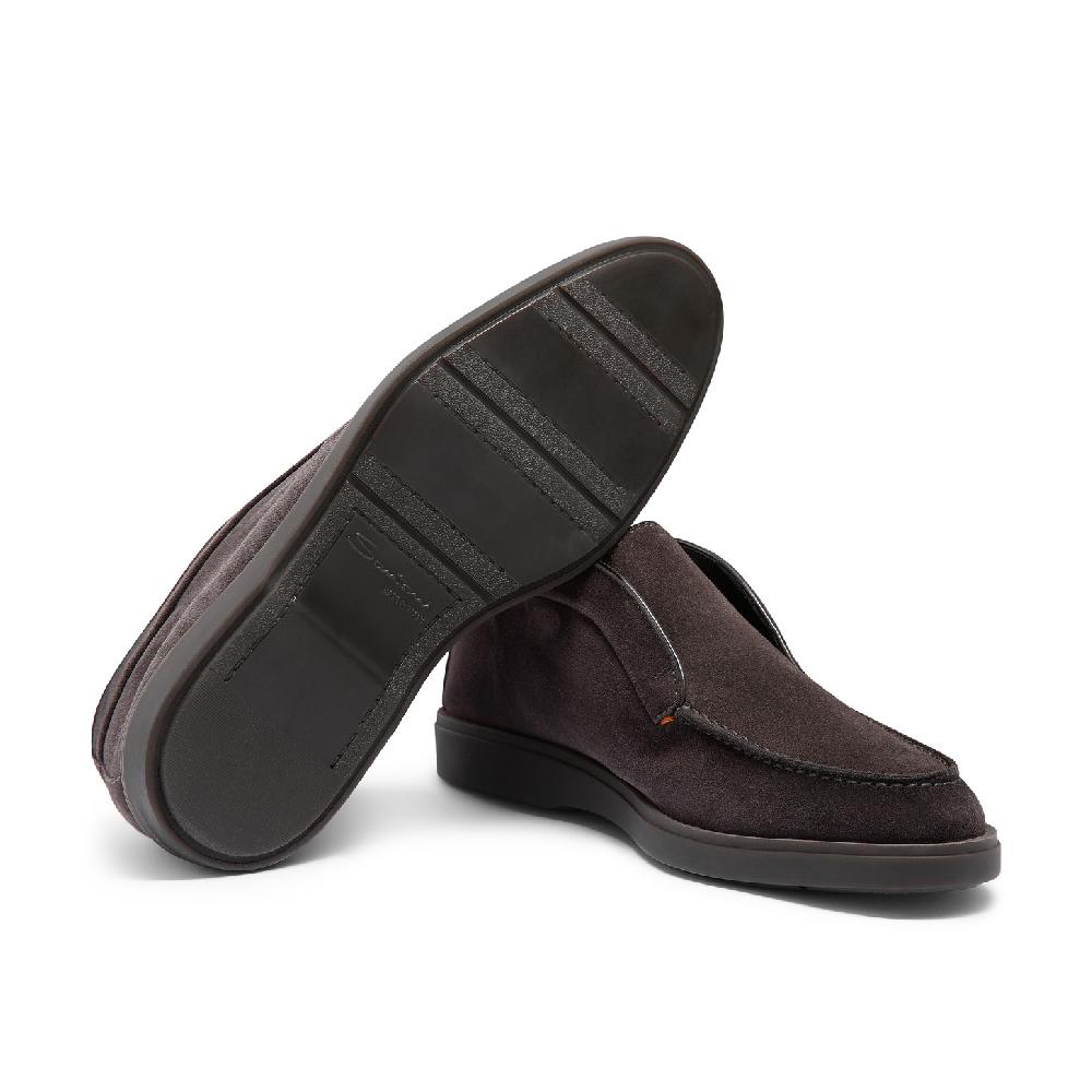 Santoni Stivaletto Desert Da Uomo In Suede Grigio Con Pelliccia