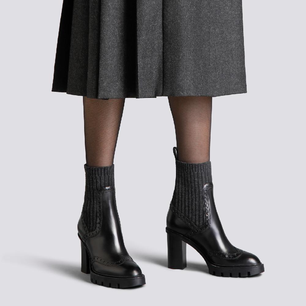 Santoni Stivaletto Tacco Alto Da Donna In Pelle Nera