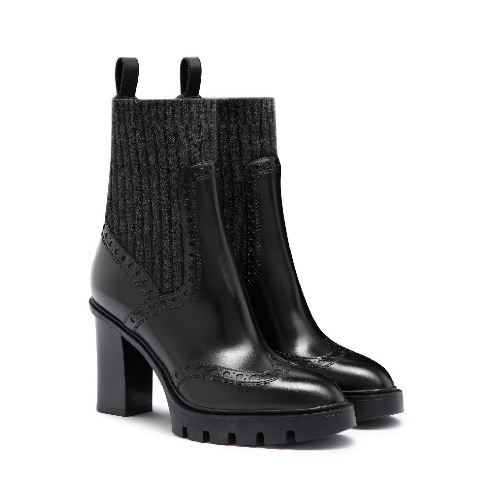 Santoni Stivaletto Tacco Alto Da Donna In Pelle Nera