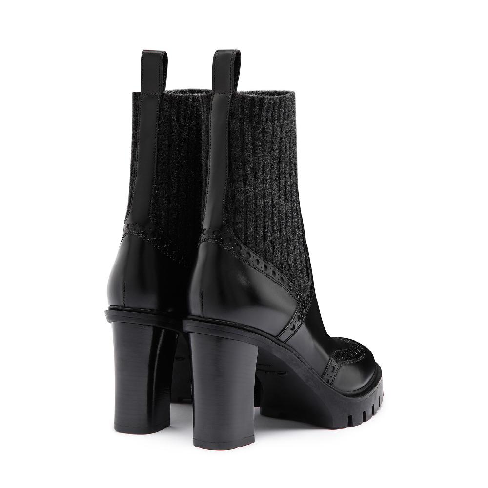 Santoni Stivaletto Tacco Alto Da Donna In Pelle Nera