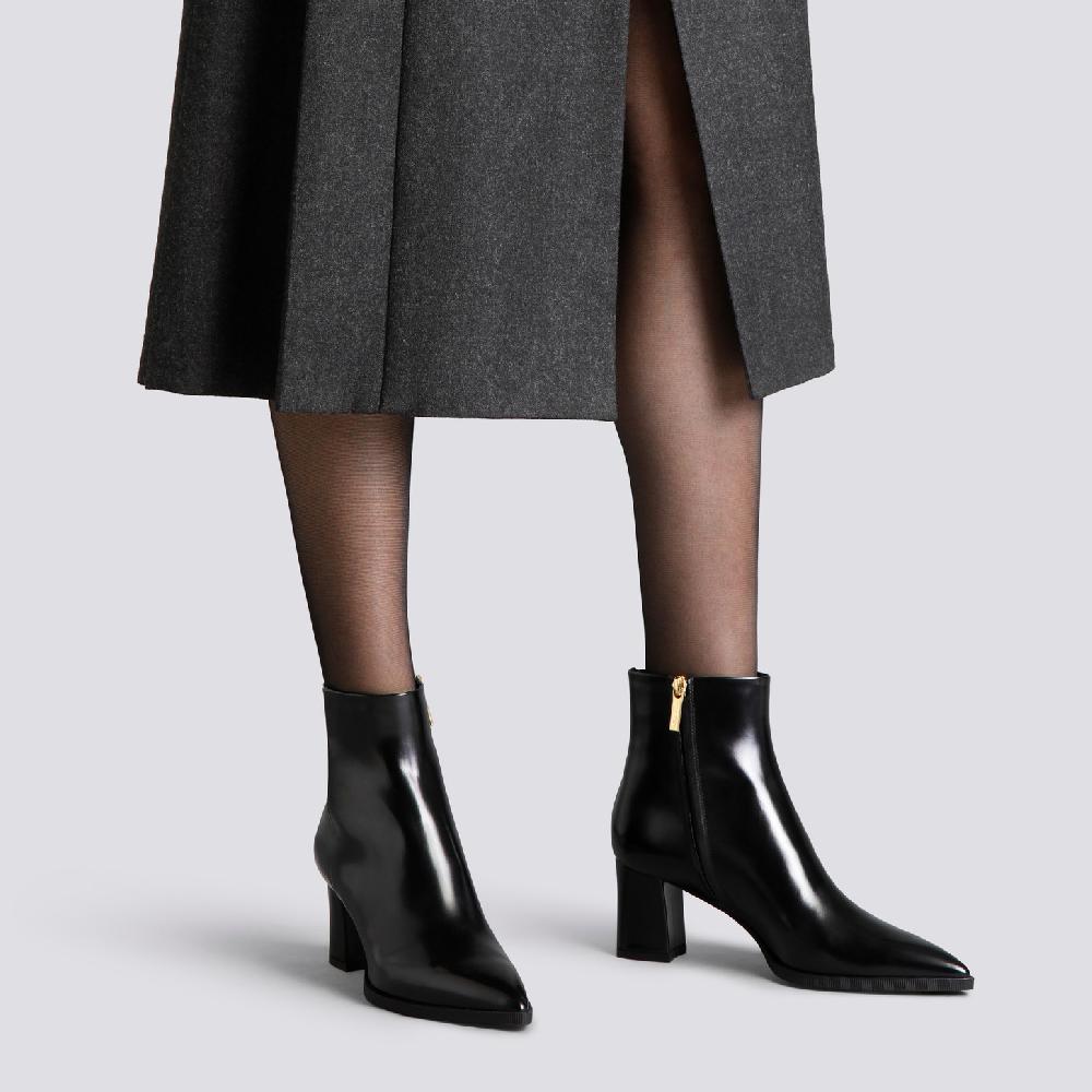 Santoni Stivaletto Tacco Medio Da Donna In Pelle Nera