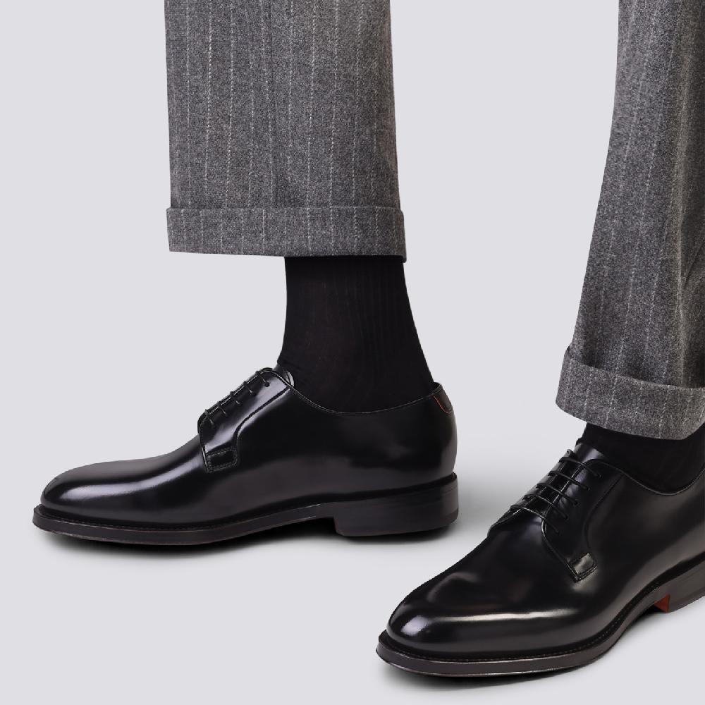 Santoni Stringata Derby Da Uomo In Pelle Anticata Nera