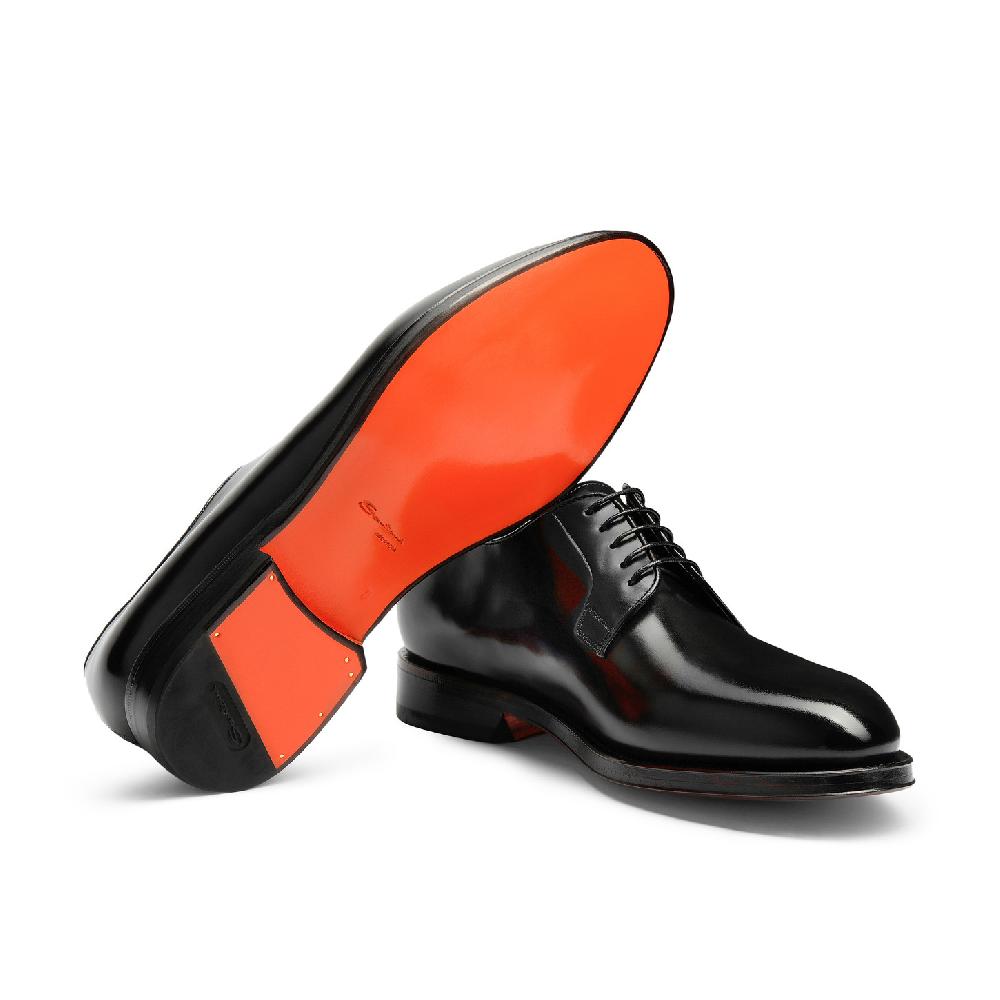 Santoni Stringata Derby Da Uomo In Pelle Anticata Nera