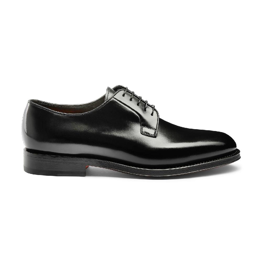 Santoni Stringata derby da uomo in pelle anticata nera