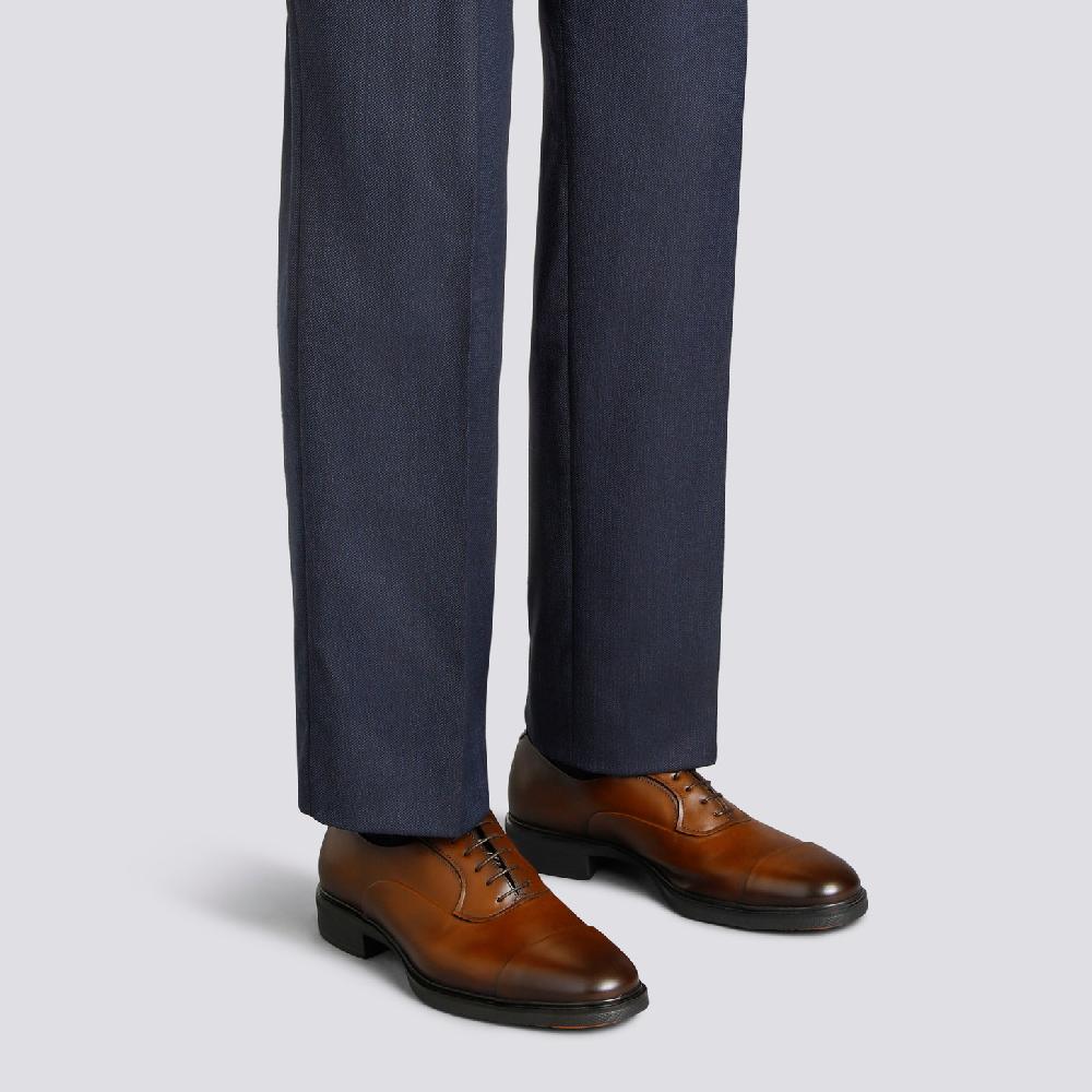 Santoni Stringata Easy Da Uomo In Pelle Testa Di Moro