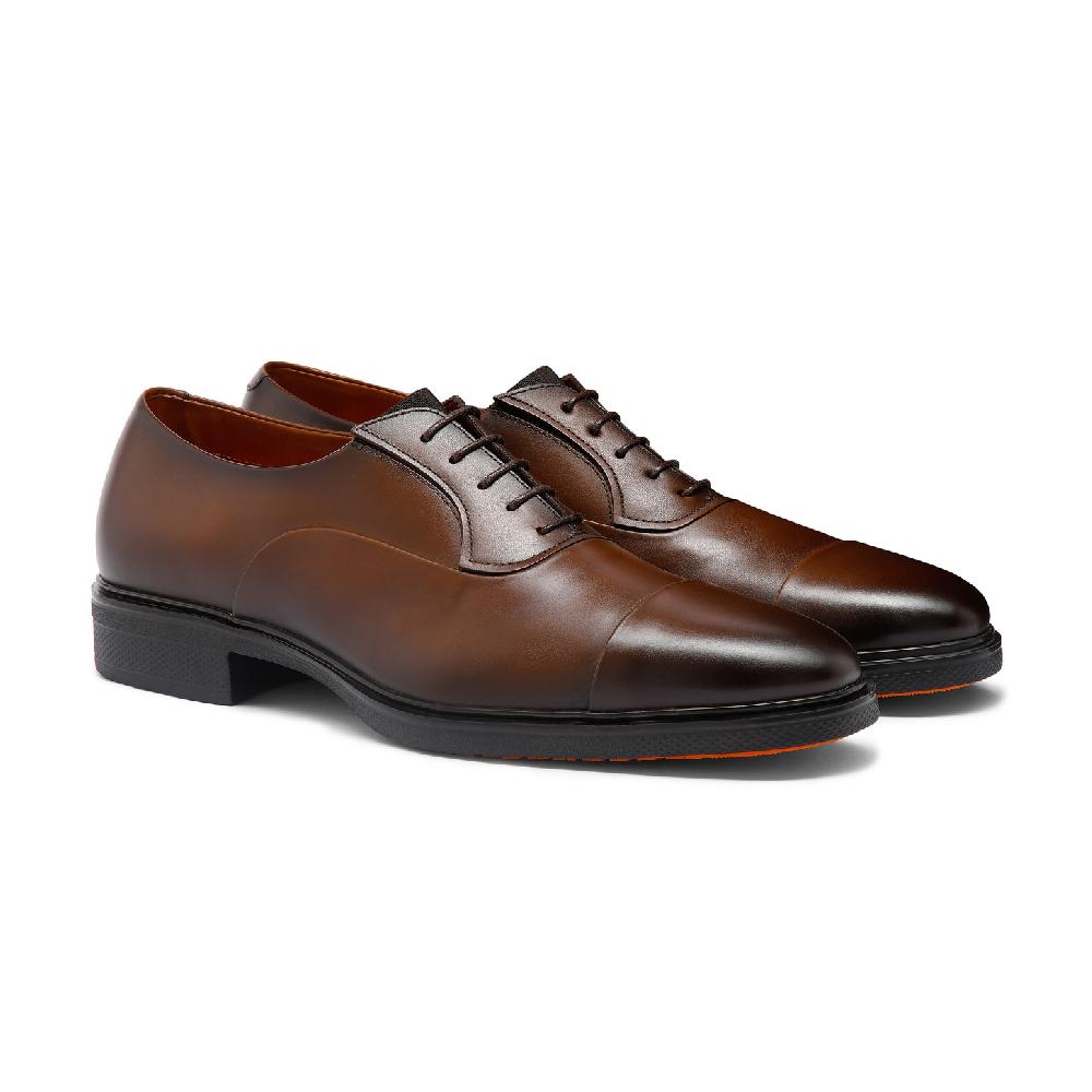 Santoni Stringata Easy Da Uomo In Pelle Testa Di Moro