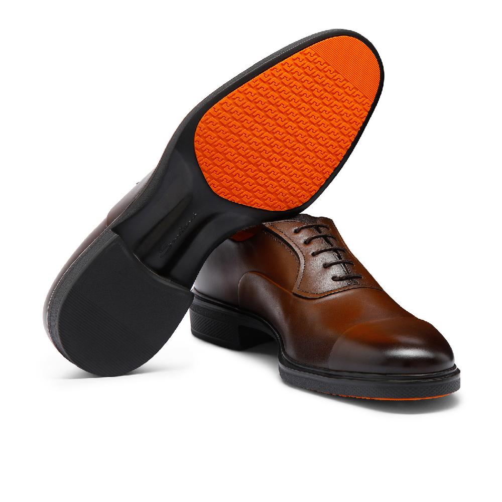 Santoni Stringata Easy Da Uomo In Pelle Testa Di Moro