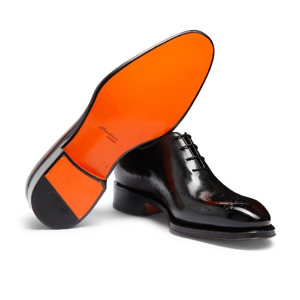 Santoni Stringata Oxford Brogue Da Uomo In Pelle Marrone