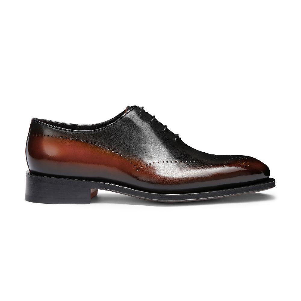 Santoni Stringata oxford brogue da uomo in pelle marrone