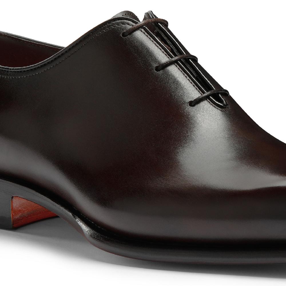 Santoni Stringata Oxford Da Uomo In Pelle Anticata Marrone