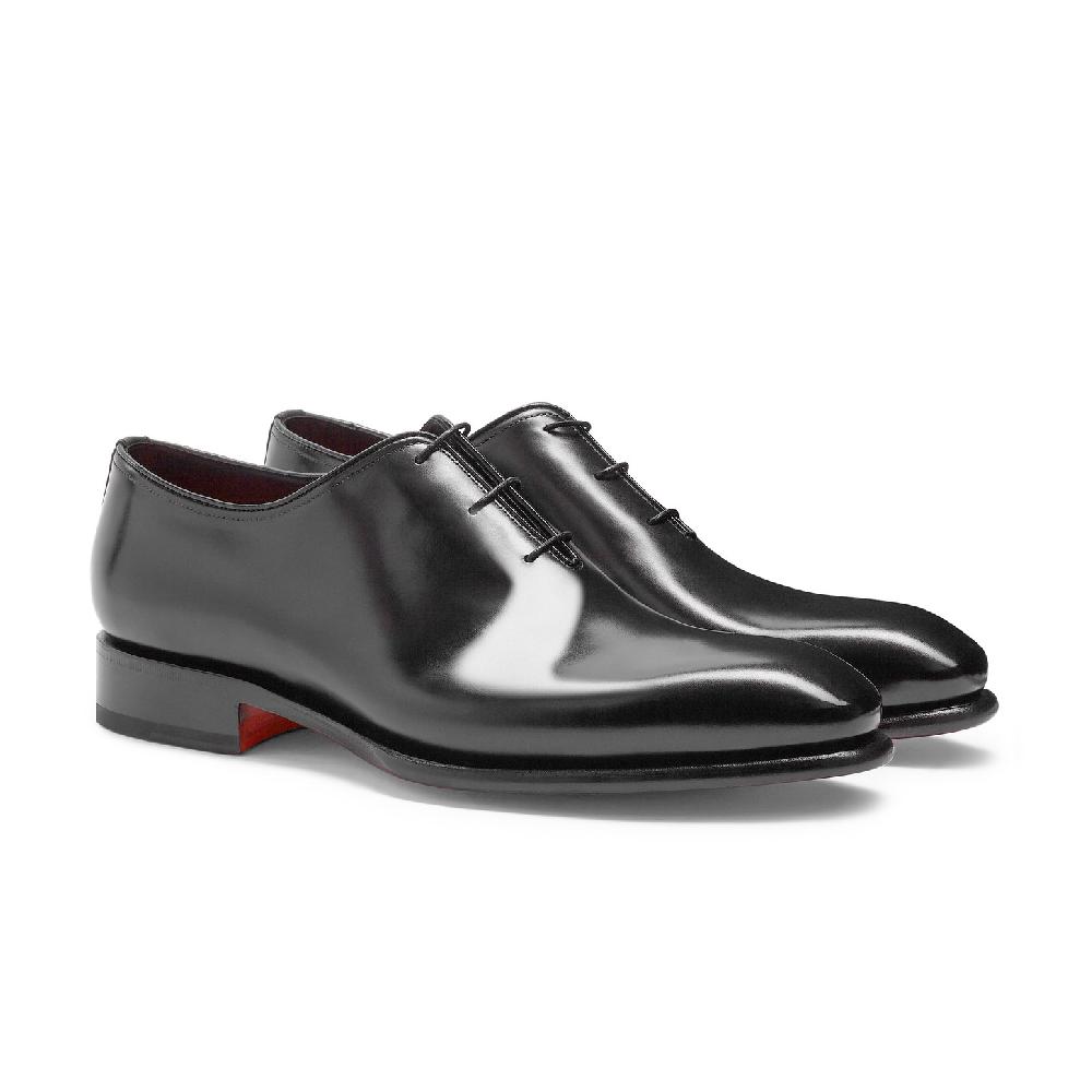 Santoni Stringata Oxford Da Uomo In Pelle Anticata Nera