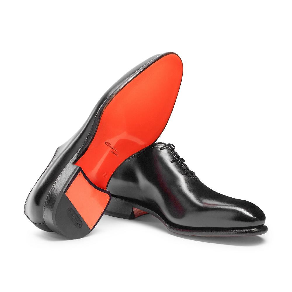 Santoni Stringata Oxford Da Uomo In Pelle Anticata Nera