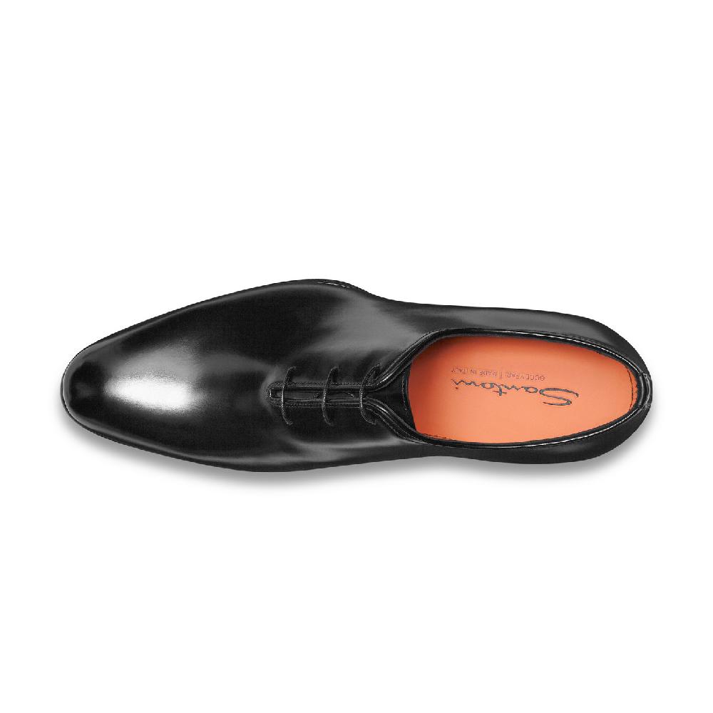 Santoni Stringata Oxford Da Uomo In Pelle Anticata Nera