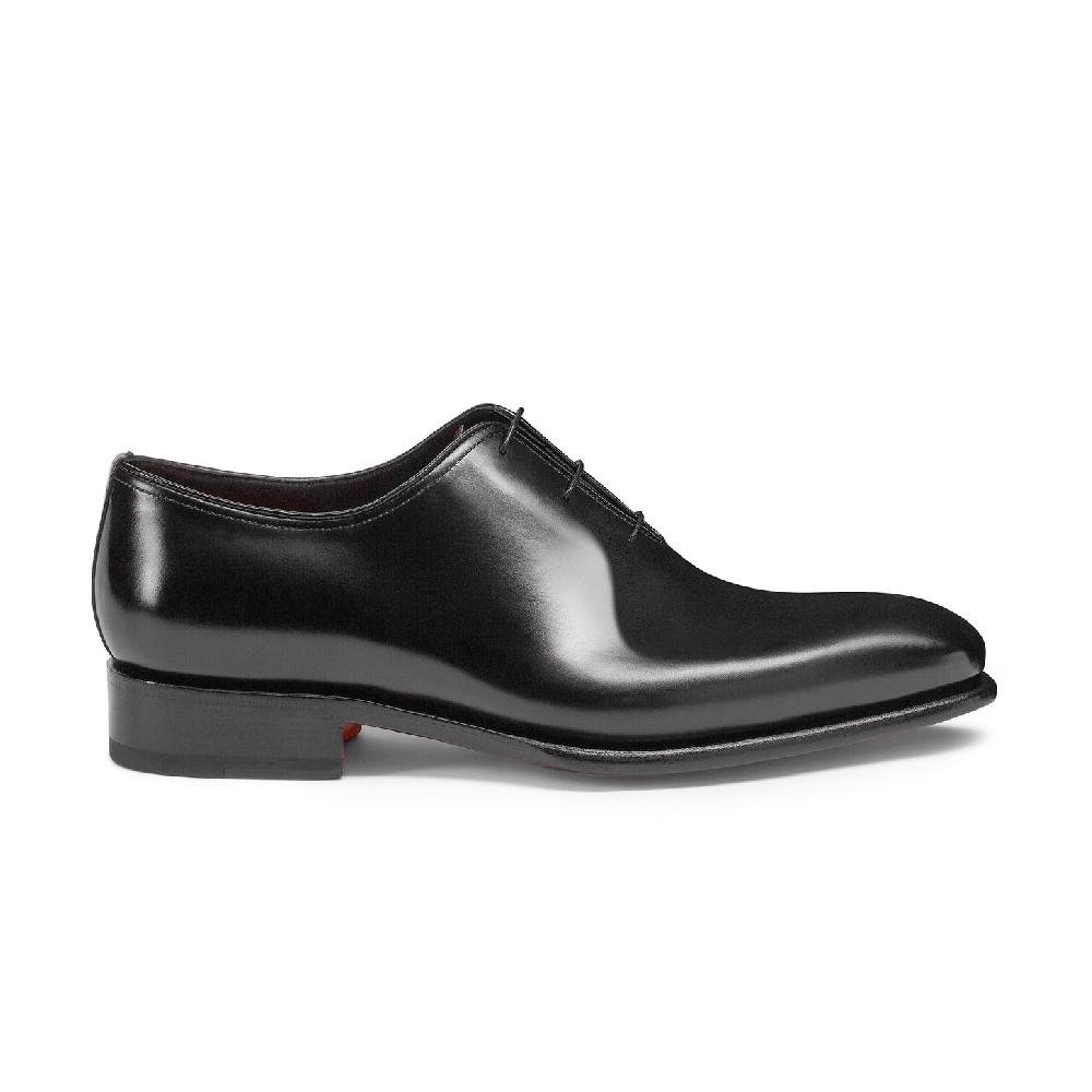 Santoni Stringata oxford da uomo in pelle anticata nera