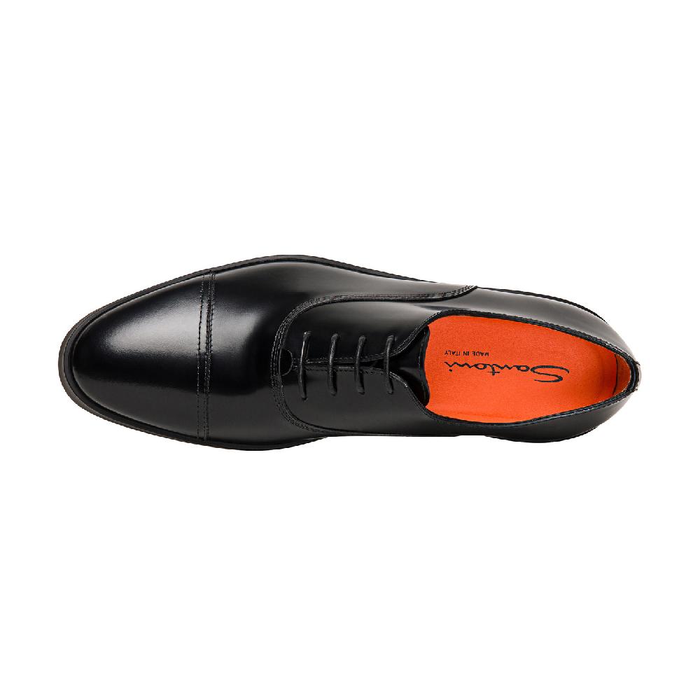 Santoni Stringata Oxford Da Uomo In Pelle Lucida Nera