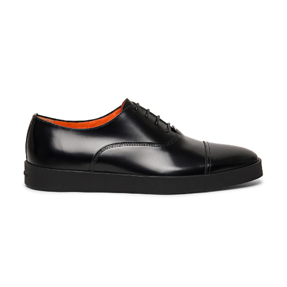 Santoni Stringata oxford da uomo in pelle lucida nera