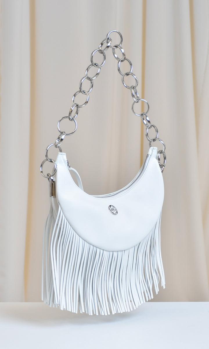 Sara Battaglia Banana Shoulder Bag Fringed