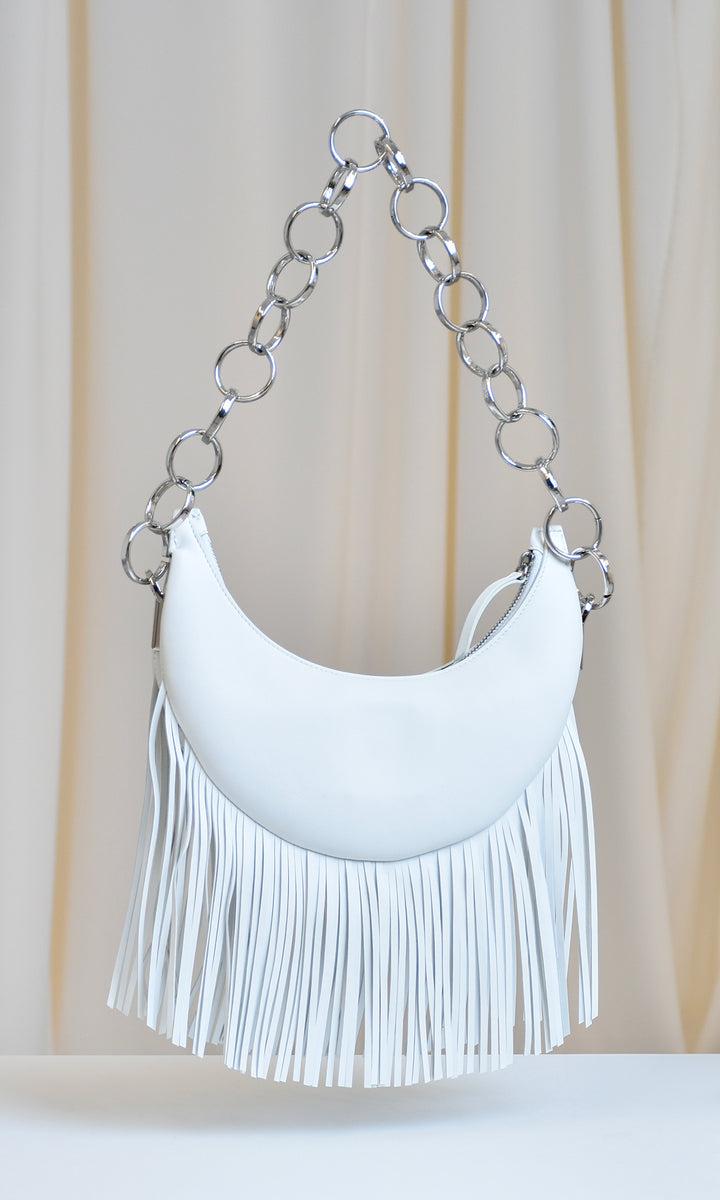 Sara Battaglia Banana Shoulder Bag Fringed