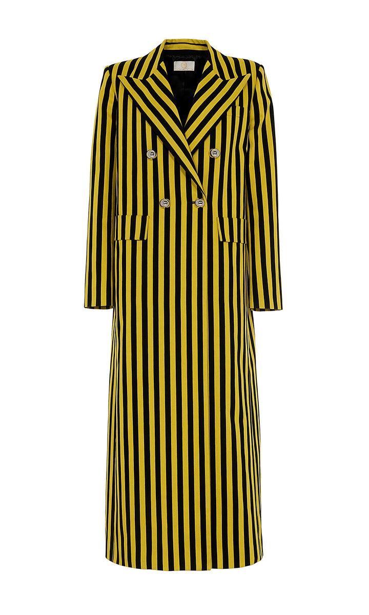 Sara Battaglia Jacquard Double-breasted Coat