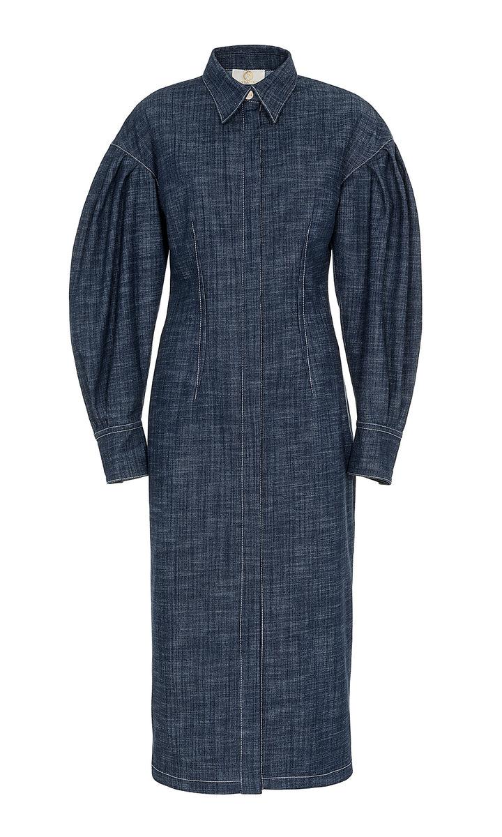 Sara Battaglia Longuette Denim Dress
