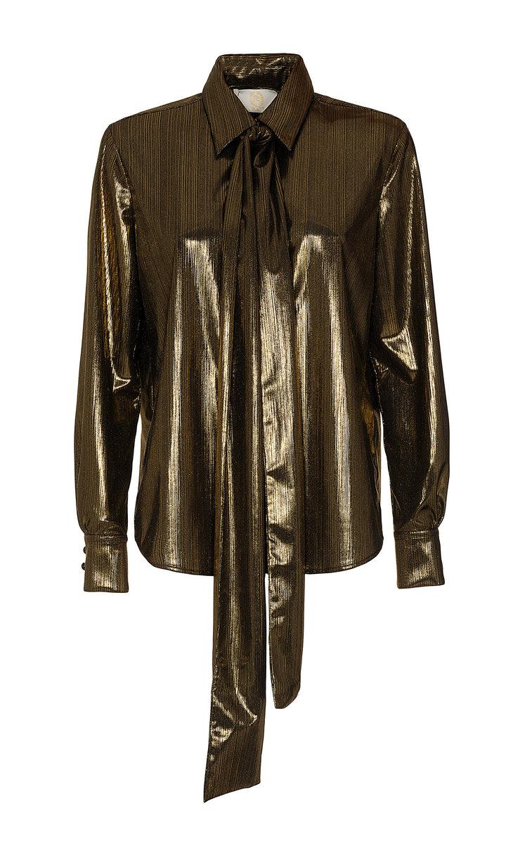 Sara Battaglia Lurex Bow Shirt