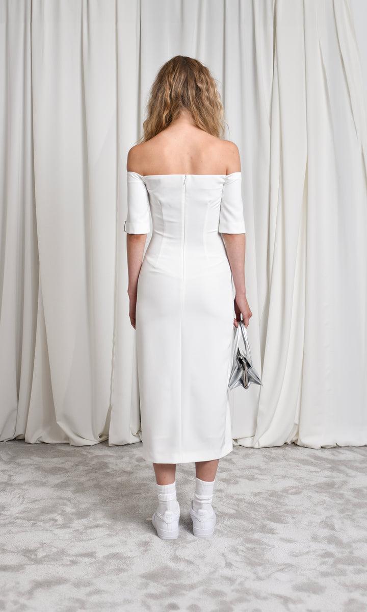 Sara Battaglia Neckline Midi Dress