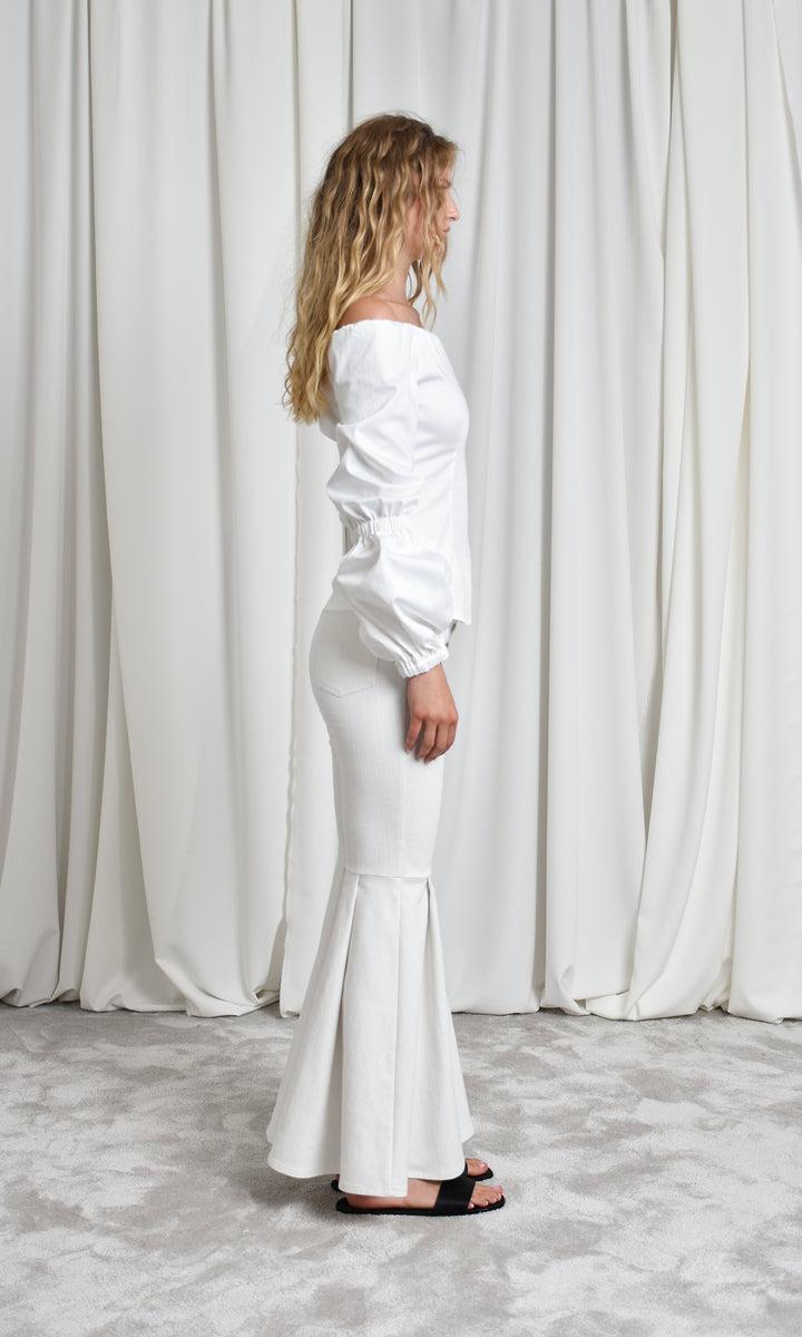 Sara Battaglia Neckline Puff Sleeve Top