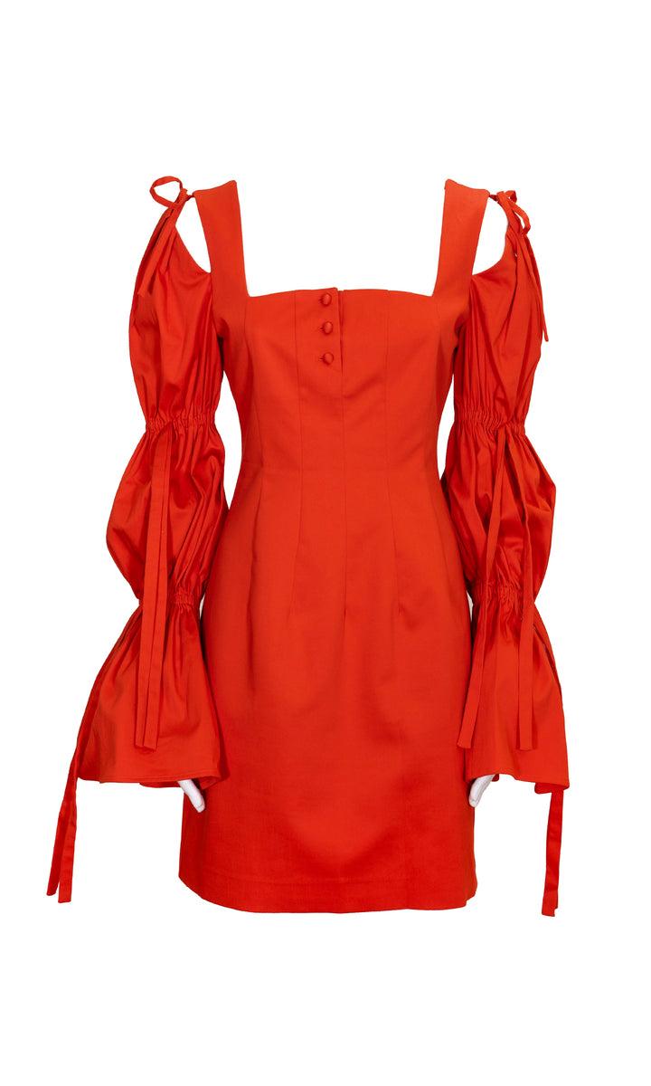 Sara Battaglia Puffed Sleeves Dress